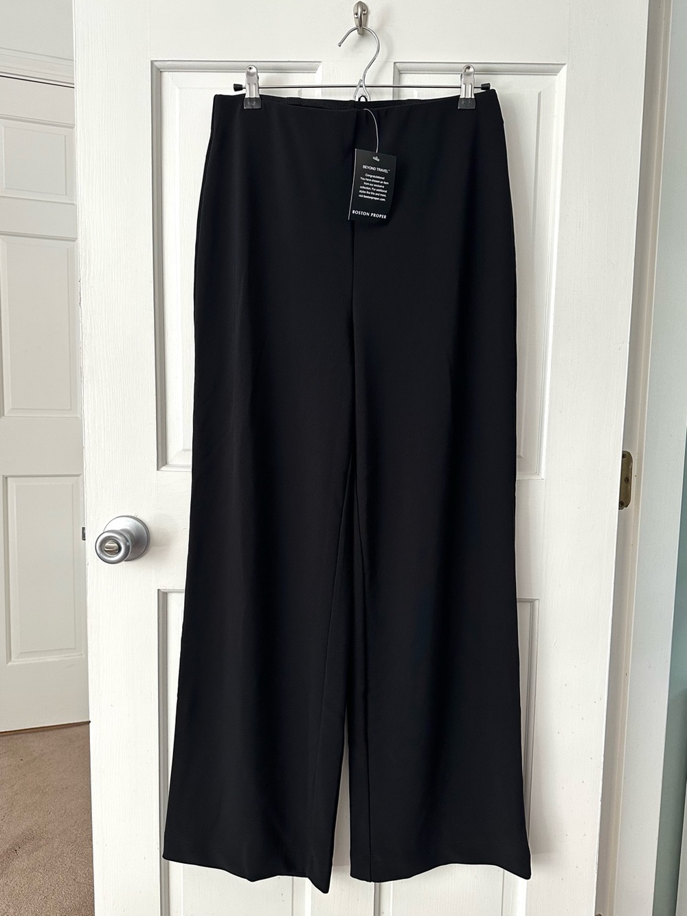 NEW! Boston Proper Black Beyond Travel Pull-On Wide-Leg Pants Size M